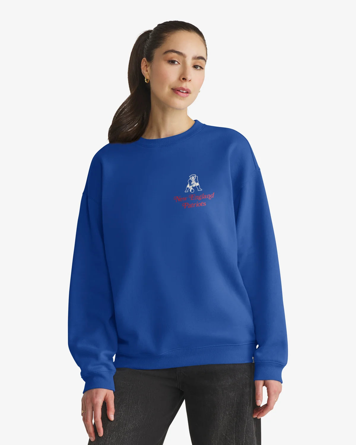 NEW ENGLAND PATRIOTS HISTORIC SHOUT IT OUT '47 OVERSIZED CREW WOMENS