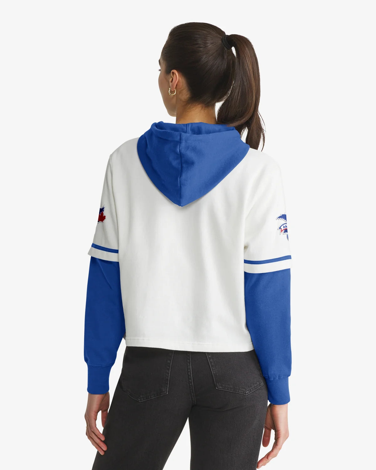 TORONTO BLUE JAYS TRIFECTA CROPPED '47 SHORTSTOP PULLOVER HOOD WOMENS