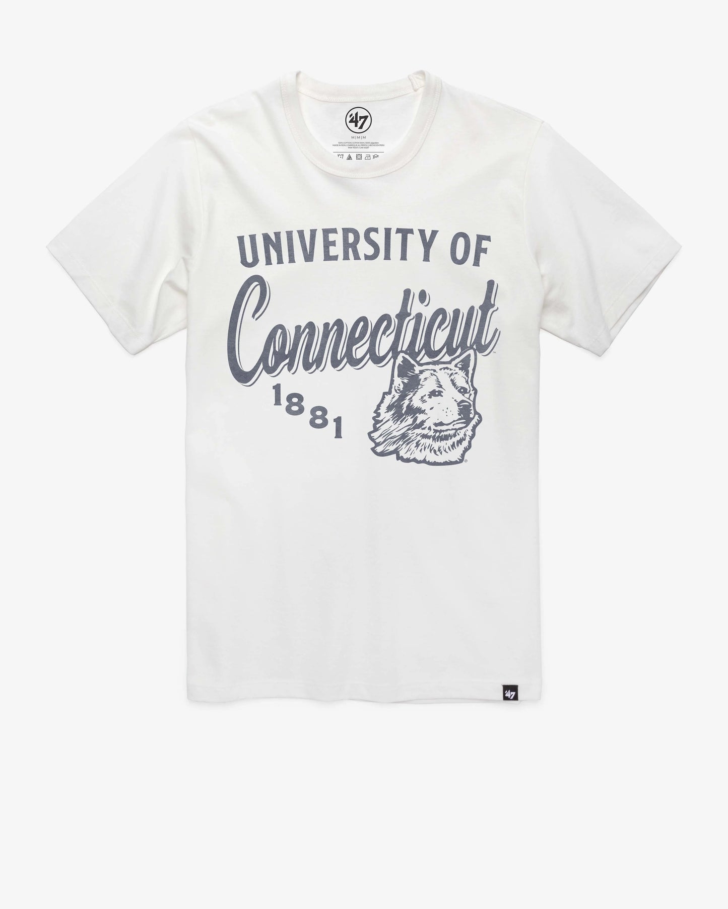 CONNECTICUT HUSKIES UCONN VINTAGE DIAG SCRIPT '47 FRANKLIN TEE