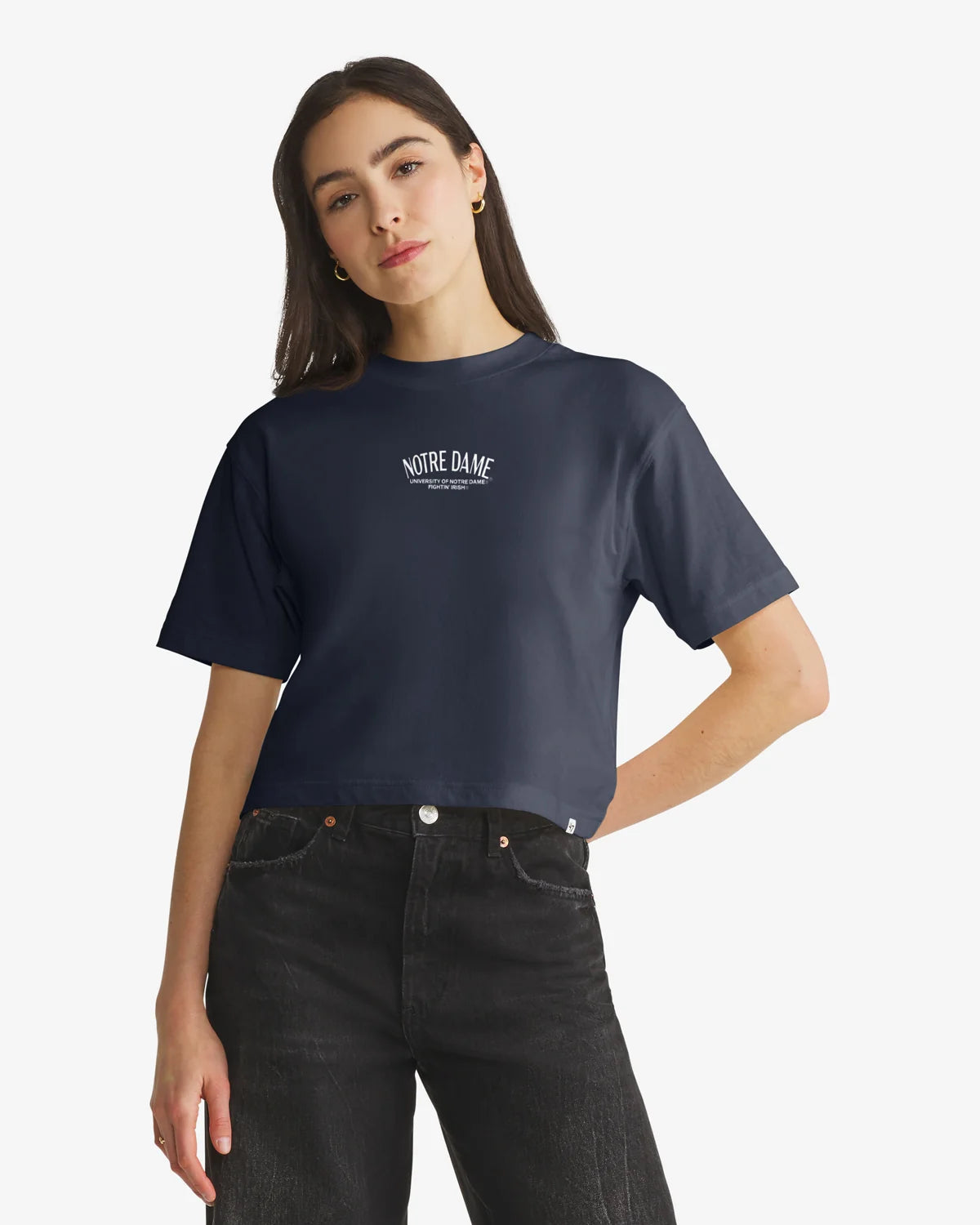 NOTRE DAME FIGHTING IRISH HADRIAN '47 FOUNDATION CROP TEE WOMENS