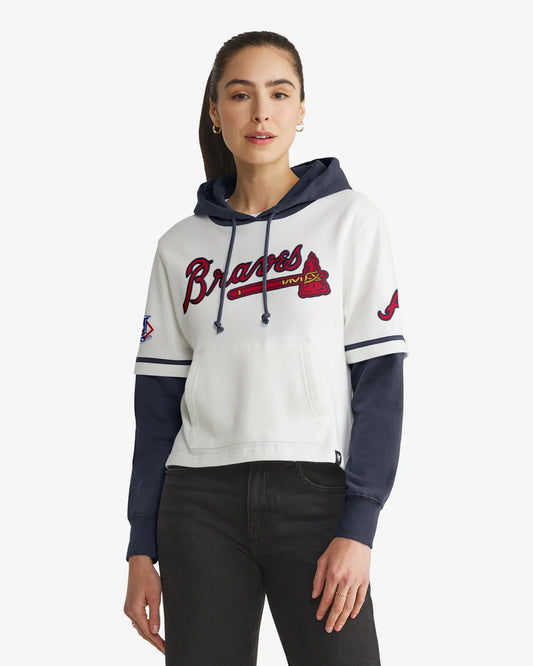 ATLANTA BRAVES TRIFECTA CROPPED '47 SHORTSTOP PULLOVER HOOD WOMENS