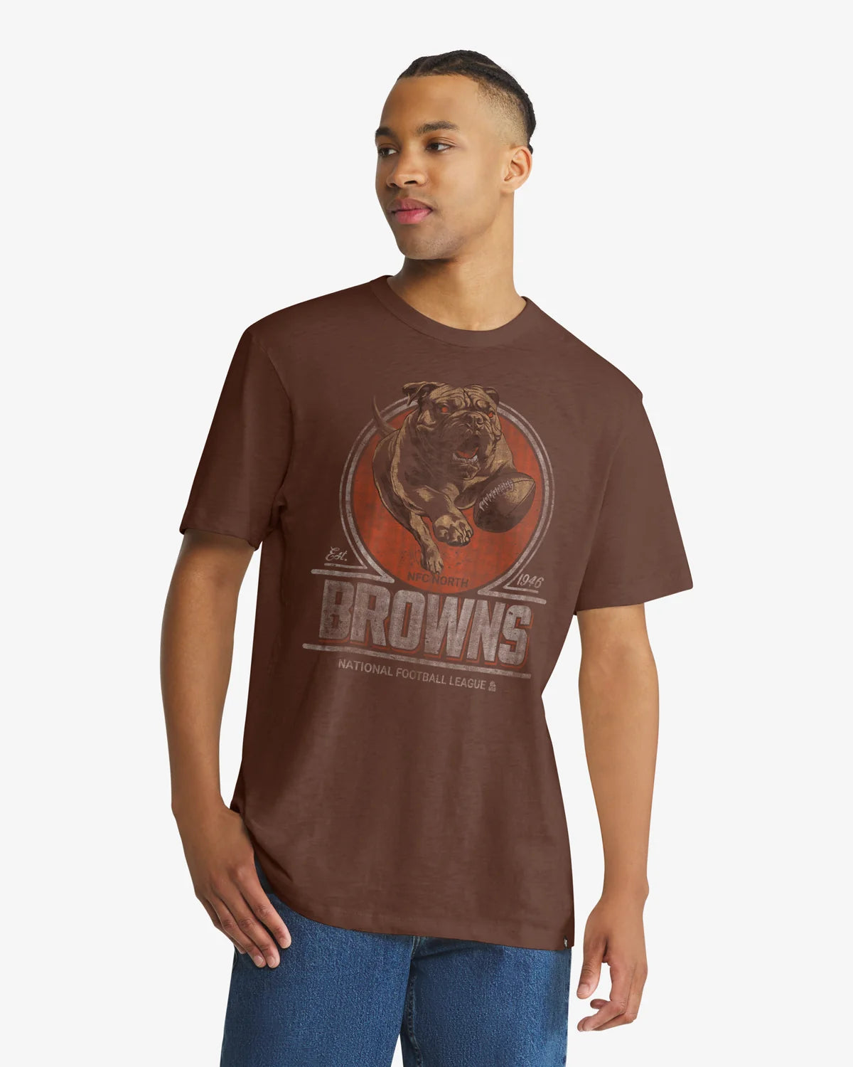 CLEVELAND BROWNS HISTORIC EMBLEM MARK '47 SCRUM TEE