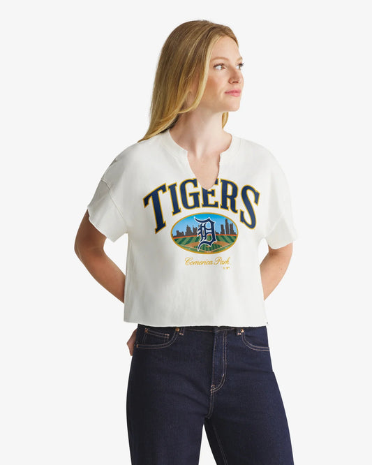 DETROIT TIGERS OPEN CITY '47 OVERSIZED NOTCH NECK TEE WOMENS