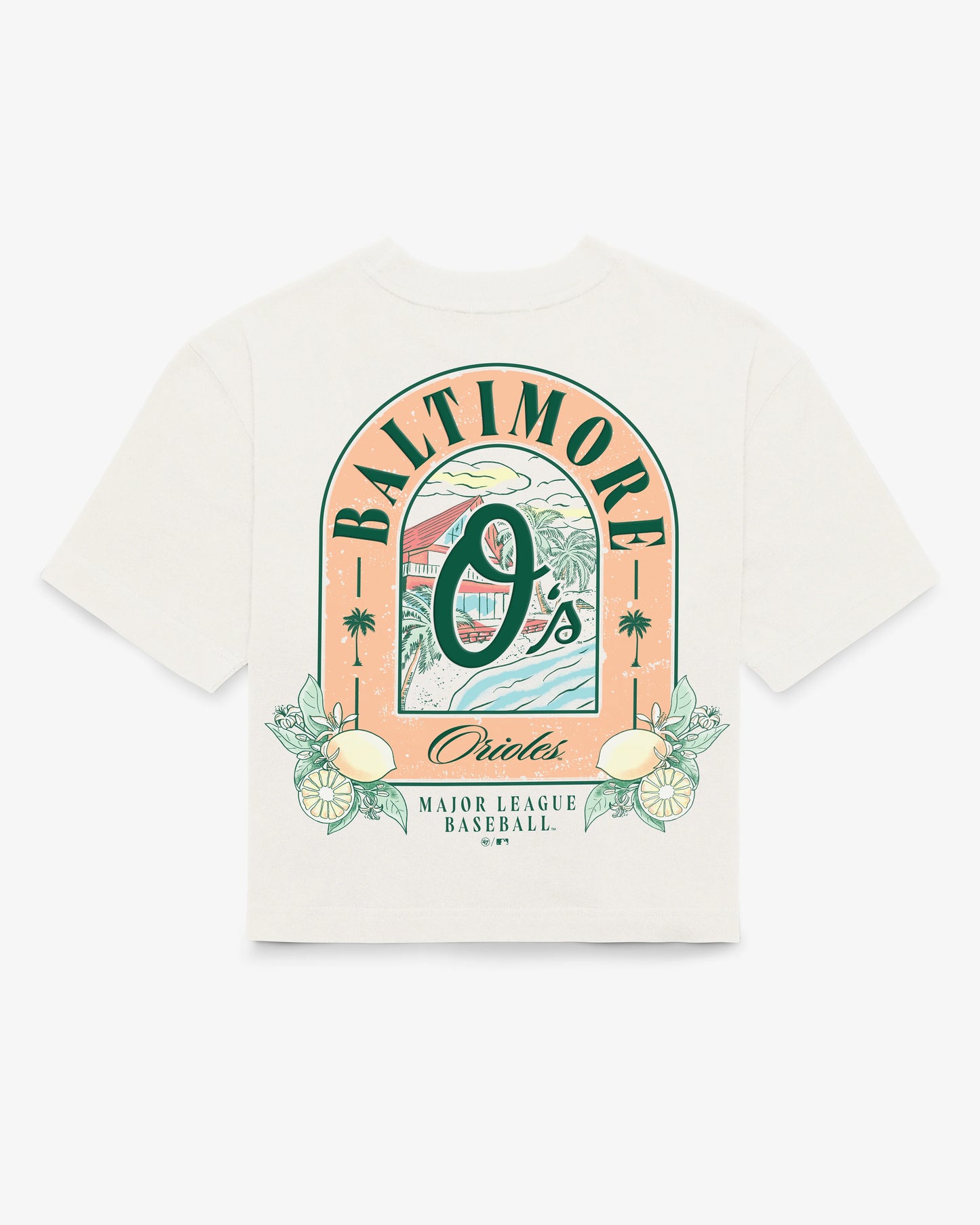 BALTIMORE ORIOLES VACAY SCENES BACKER '47 REED CITY TEE WOMENS