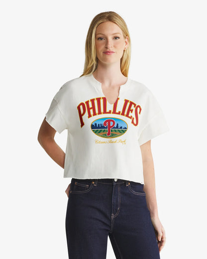 PHILADELPHIA PHILLIES OPEN CITY '47 OVERSIZED NOTCH NECK TEE WOMENS