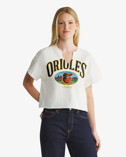 BALTIMORE ORIOLES OPEN CITY '47 OVERSIZED NOTCH NECK TEE WOMENS
