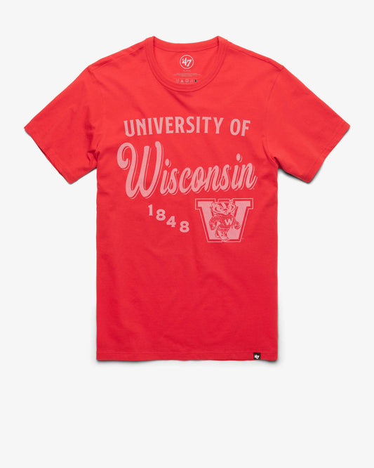 WISCONSIN BADGERS VINTAGE DIAG SCRIPT '47 FRANKLIN TEE