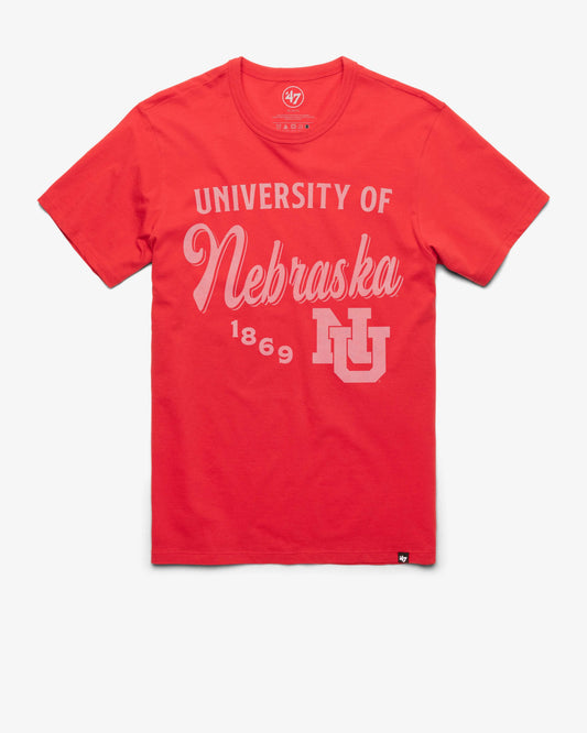 NEBRASKA CORNHUSKERS VINTAGE DIAG SCRIPT '47 FRANKLIN TEE