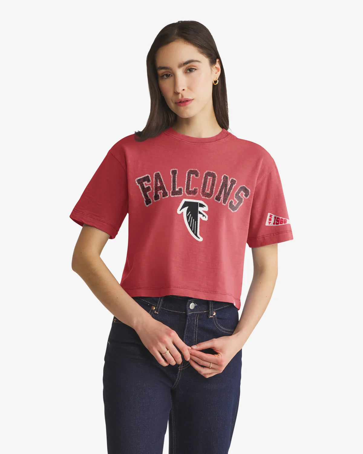 ATLANTA FALCONS HISTORIC ELMORE WELL WORN '47 HEAVY SLUB TEE WOMENS
