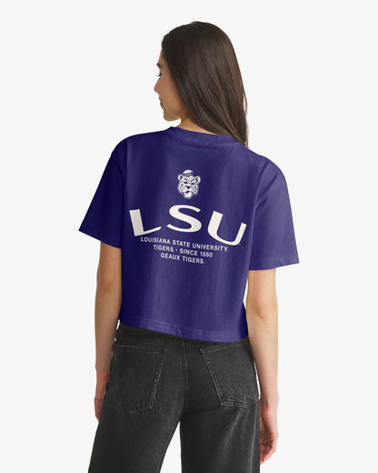 LOUISIANA STATE TIGERS LSU VINTAGE HADRIAN '47 FOUNDATION CROP TEE WOMENS