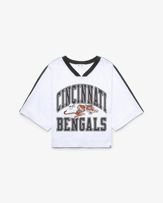 CINCINNATI BENGALS HISTORIC BIG OVERARCH '47 WOMEN'S DROP NEEDLE RAGLAN JERSEY