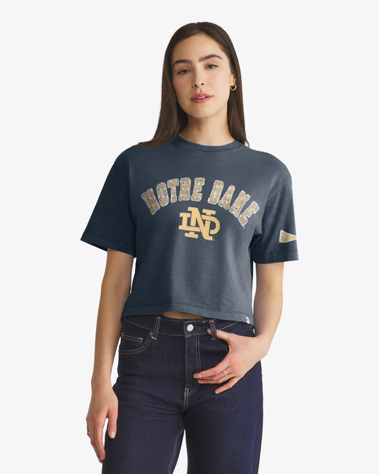NOTRE DAME FIGHTING IRISH VINTAGE ELMORE WELL WORN '47 HEAVY SLUB TEE WOMENS