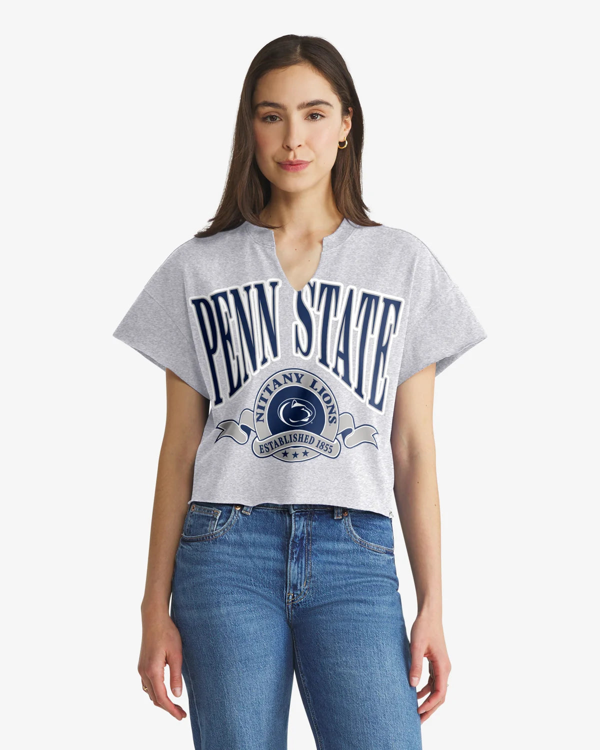 PENN STATE NITTANY LIONS BANNERS OUT '47 OVERSIZED NOTCH NECK TEE WOMENS