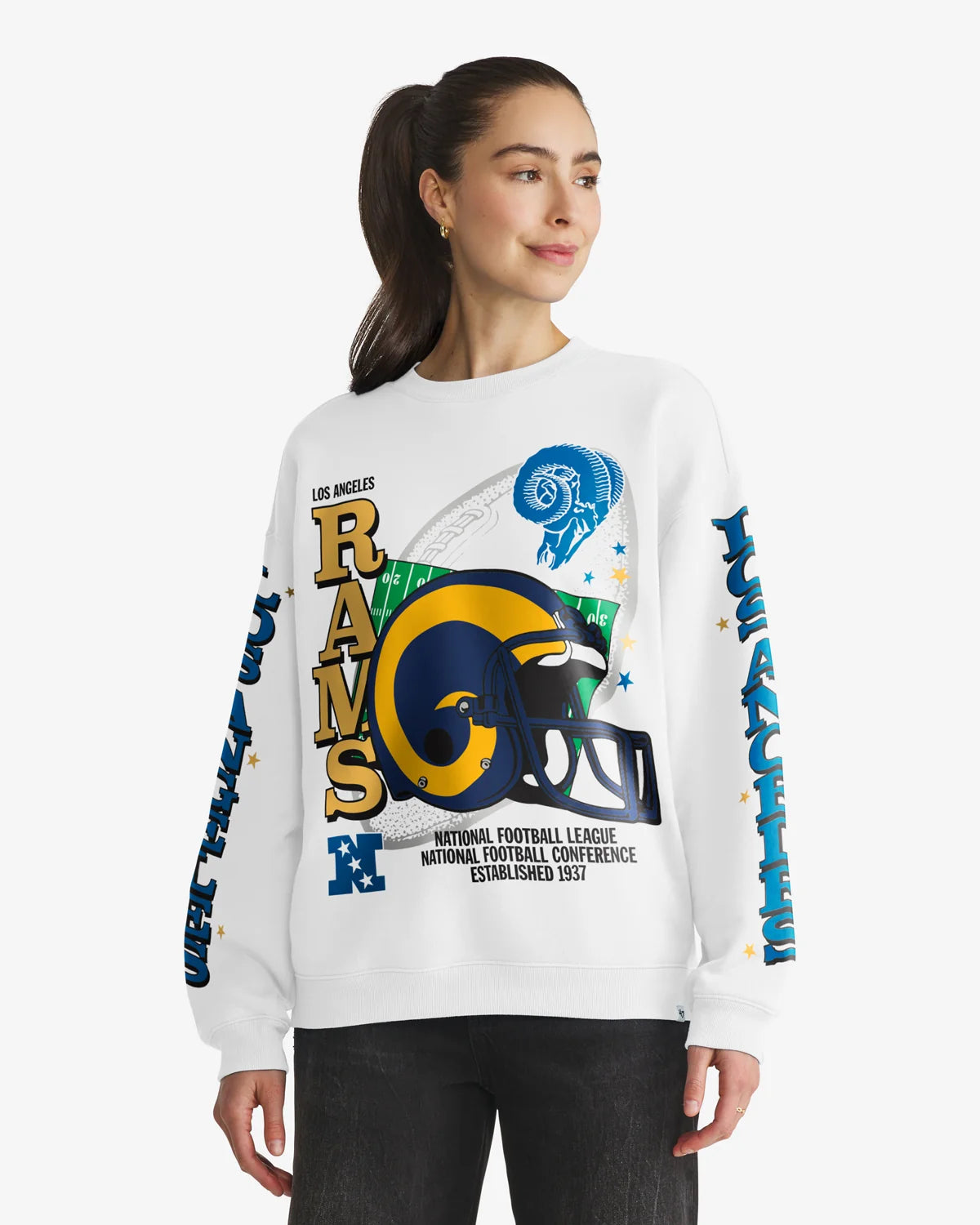 LOS ANGELES RAMS HISTORIC THUNDEROUS '47 WOMEN'S OVERSIZED CREW