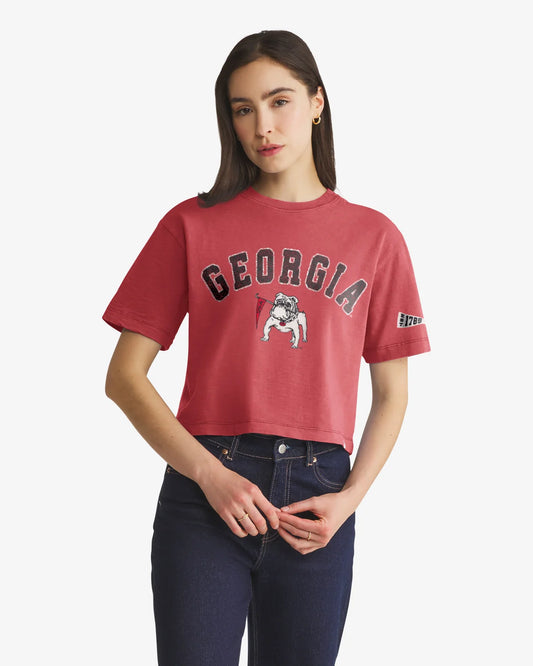 GEORGIA BULLDOGS VINTAGE ELMORE WELL WORN '47 HEAVY SLUB TEE WOMENS