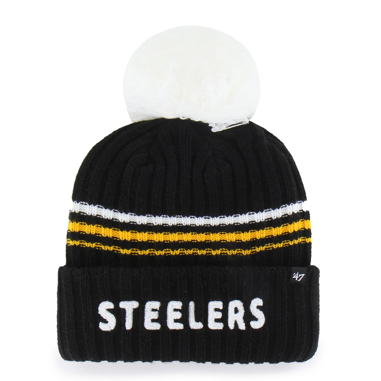 PITTSBURGH STEELERS FUZZY SCRIPT '47 WOMEN'S CUFF KNIT