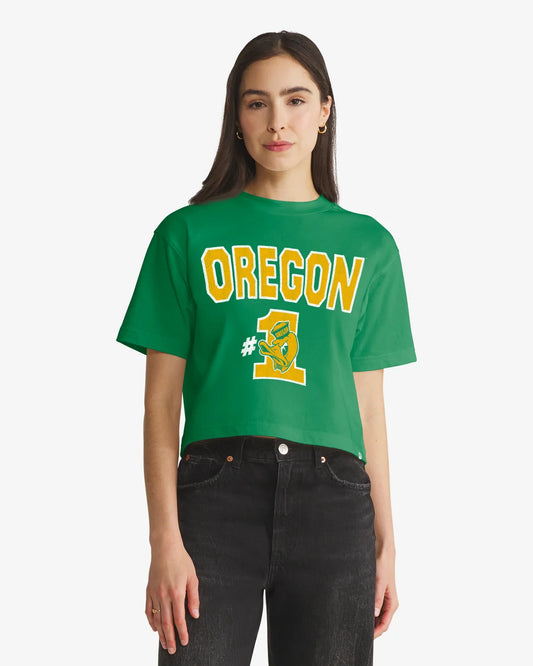 OREGON DUCKS VINTAGE FIRST RANK '47 FOUNDATION CROP TEE WOMENS