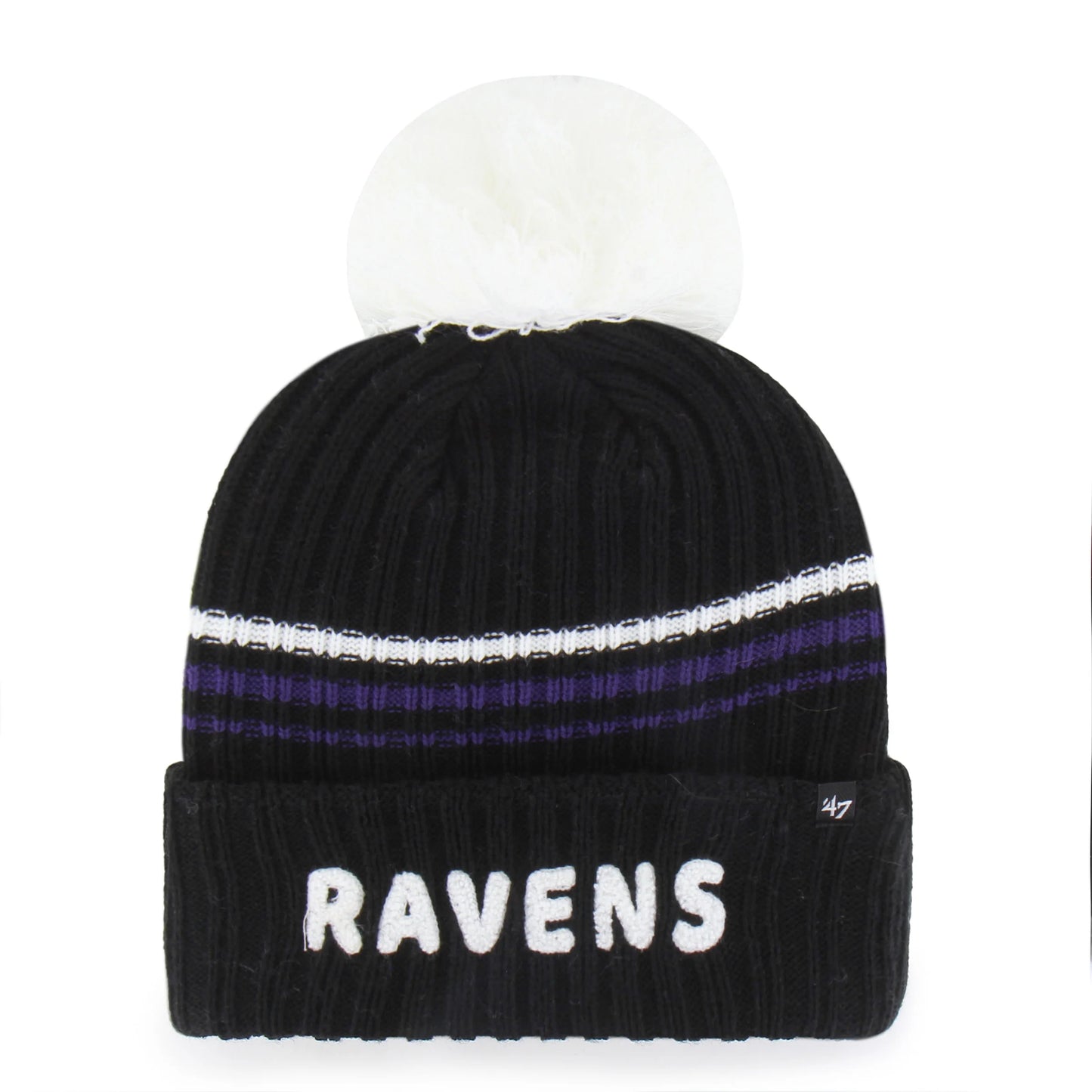 BALTIMORE RAVENS FUZZY SCRIPT '47 WOMEN'S CUFF KNIT