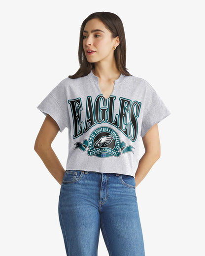PHILADELPHIA EAGLES BANNERS OUT '47 OVERSIZED NOTCH NECK TEE WOMENS