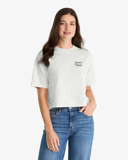 LOUISIANA STATE TIGERS LSU STRAIGHT THRU '47 REED CITY TEE WOMENS
