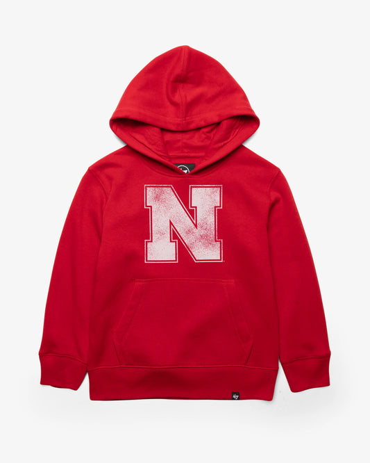 NEBRASKA CORNHUSKERS DISTRESSED IMPRINT '47 KID'S HEADLINE HOOD