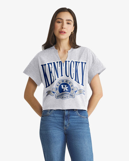 KENTUCKY WILDCATS BANNERS OUT '47 OVERSIZED NOTCH NECK TEE WOMENS