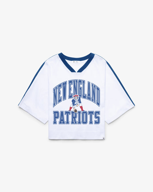 NEW ENGLAND PATRIOTS HISTORIC BIG OVERARCH '47 WOMEN'S DROP NEEDLE RAGLAN JERSEY
