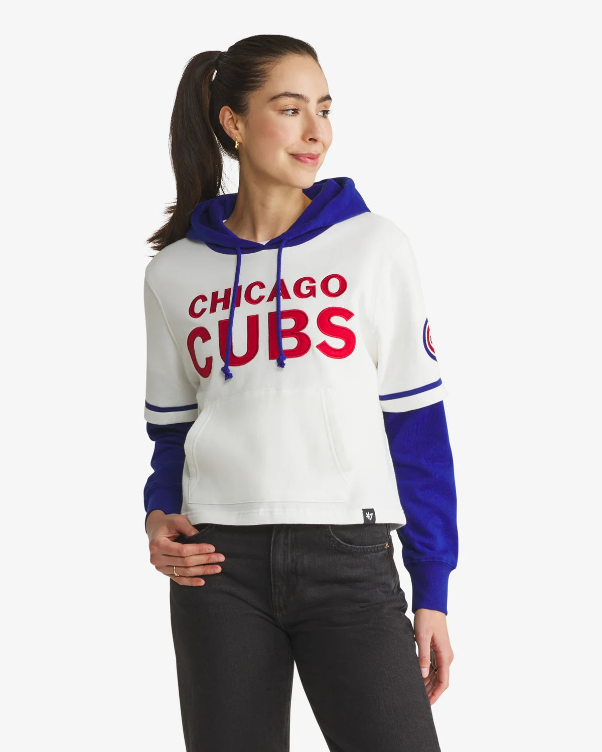 CHICAGO CUBS TRIFECTA CROPPED '47 SHORTSTOP PULLOVER HOOD WOMENS
