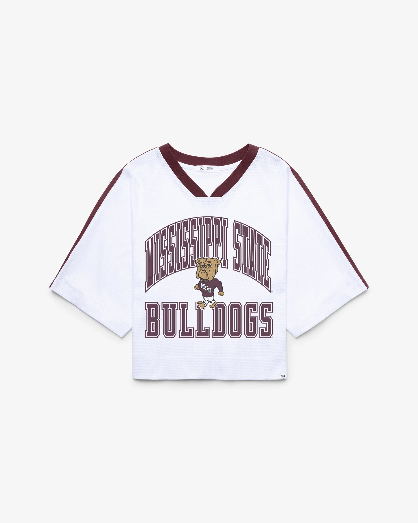 MISSISSIPPI STATE BULLDOGS VINTAGE BIG OVERARCH '47 WOMEN'S DROP NEEDLE RAGLAN JERSEY