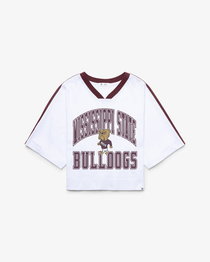 MISSISSIPPI STATE BULLDOGS VINTAGE BIG OVERARCH '47 WOMEN'S DROP NEEDLE RAGLAN JERSEY