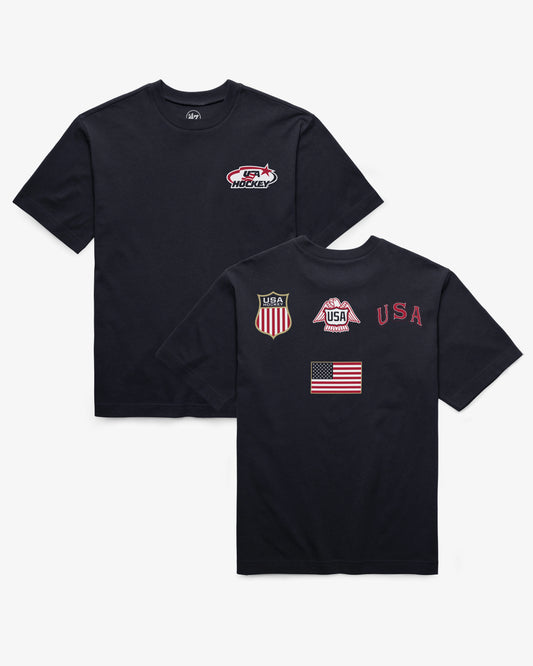 USA HOCKEY VINTAGE HISTORY LOCK '47 FOUNDATION TEE