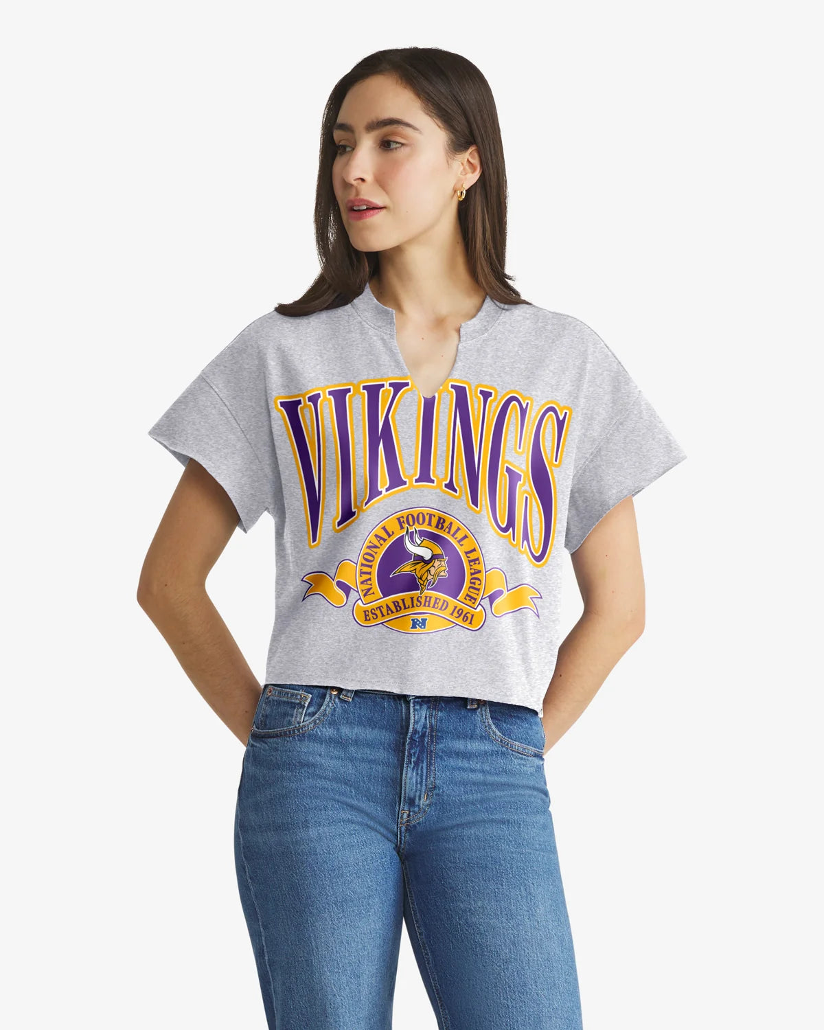 MINNESOTA VIKINGS BANNERS OUT '47 OVRERSIZED NOTCH NECK TEE WOMENS