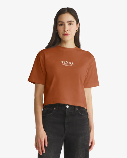 TEXAS LONGHORNS HADRIAN '47 FOUNDATION CROP TEE WOMENS