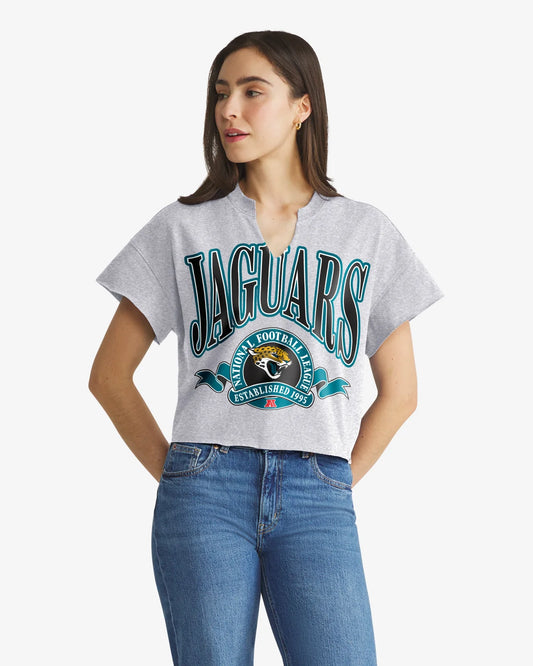 JACKSONVILLE JAGUARS BANNERS OUT '47 OVERSIZED NOTCH NECK TEE WOMENS