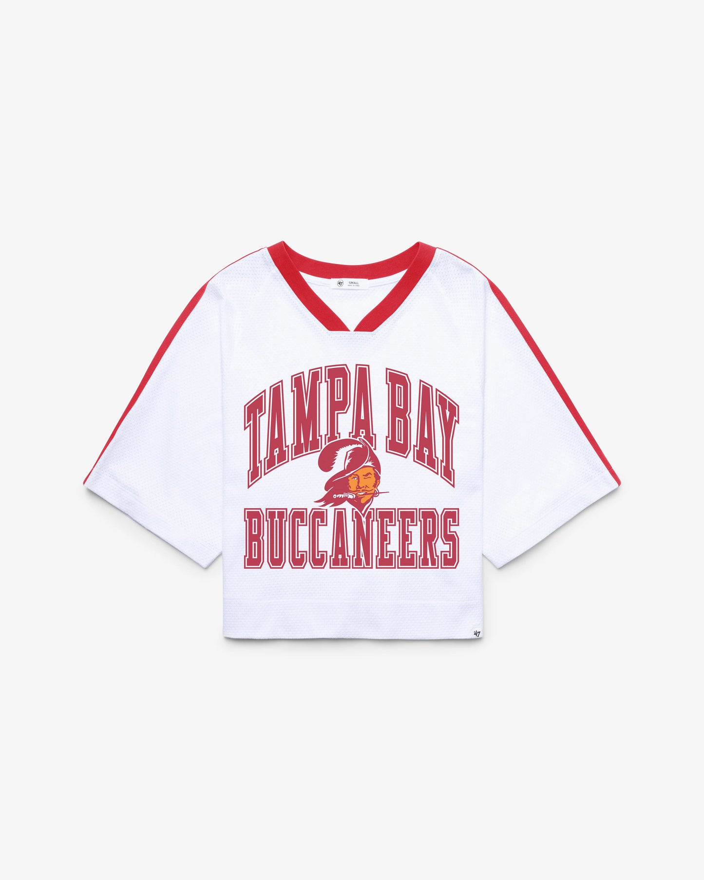 TAMPA BAY BUCCANEERS HISTORIC BIG OVERARCH '47 WOMEN'S DROP NEEDLE RAGLAN JERSEY