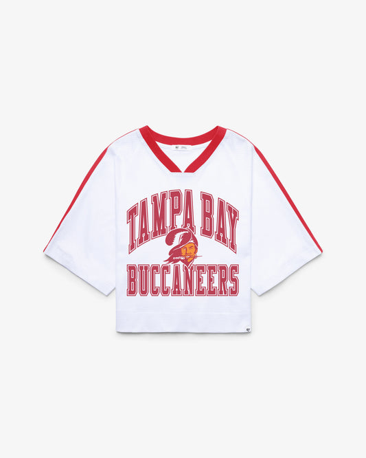 TAMPA BAY BUCCANEERS HISTORIC BIG OVERARCH '47 WOMEN'S DROP NEEDLE RAGLAN JERSEY