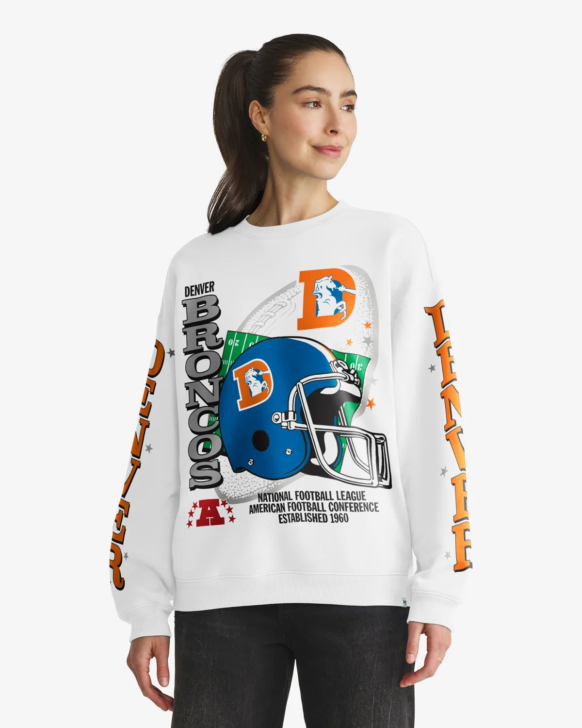 DENVER BRONCOS HISTORIC THUNDEROUS '47 WOMEN'S OVERSIZED CREW