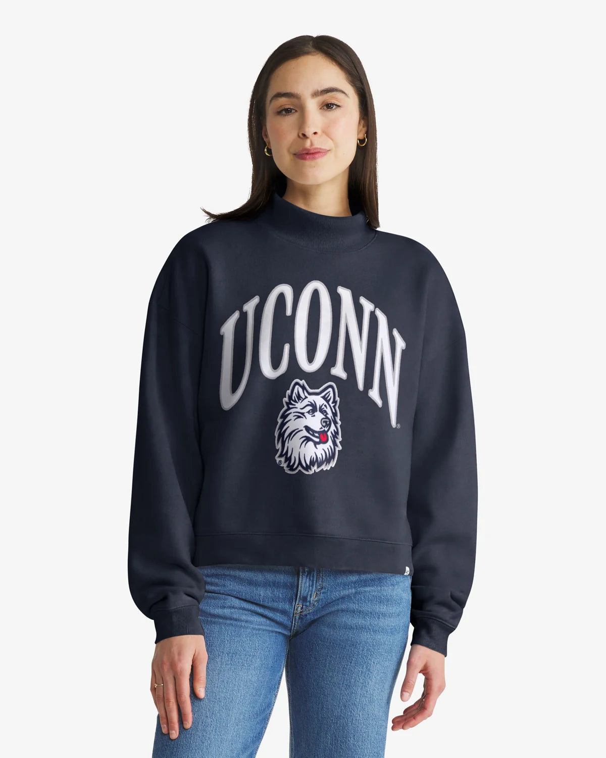 CONNECTICUT HUSKIES UCONN VINTAGE VANTAGE '47 WOMEN'S MOCK NECK PULLOVER