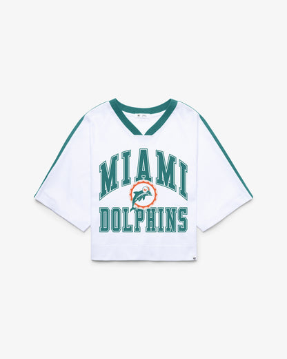 MIAMI DOLPHINS HISTORIC BIG OVERARCH '47 WOMEN'S DROP NEEDLE RAGLAN JERSEY