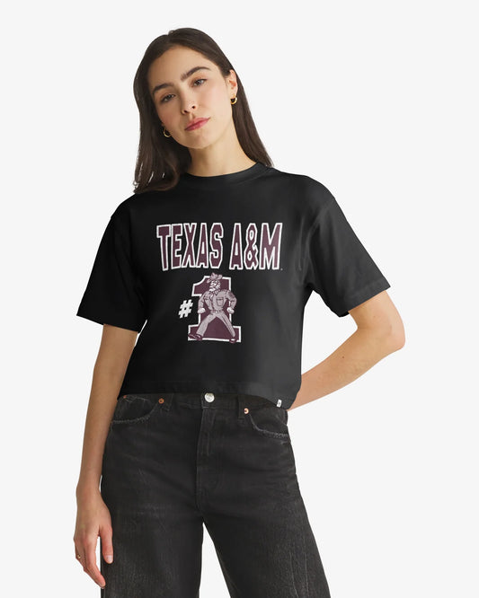 TEXAS A&M AGGIES VINTAGE FIRST RANK '47 FOUNDATION CROP TEE WOMENS