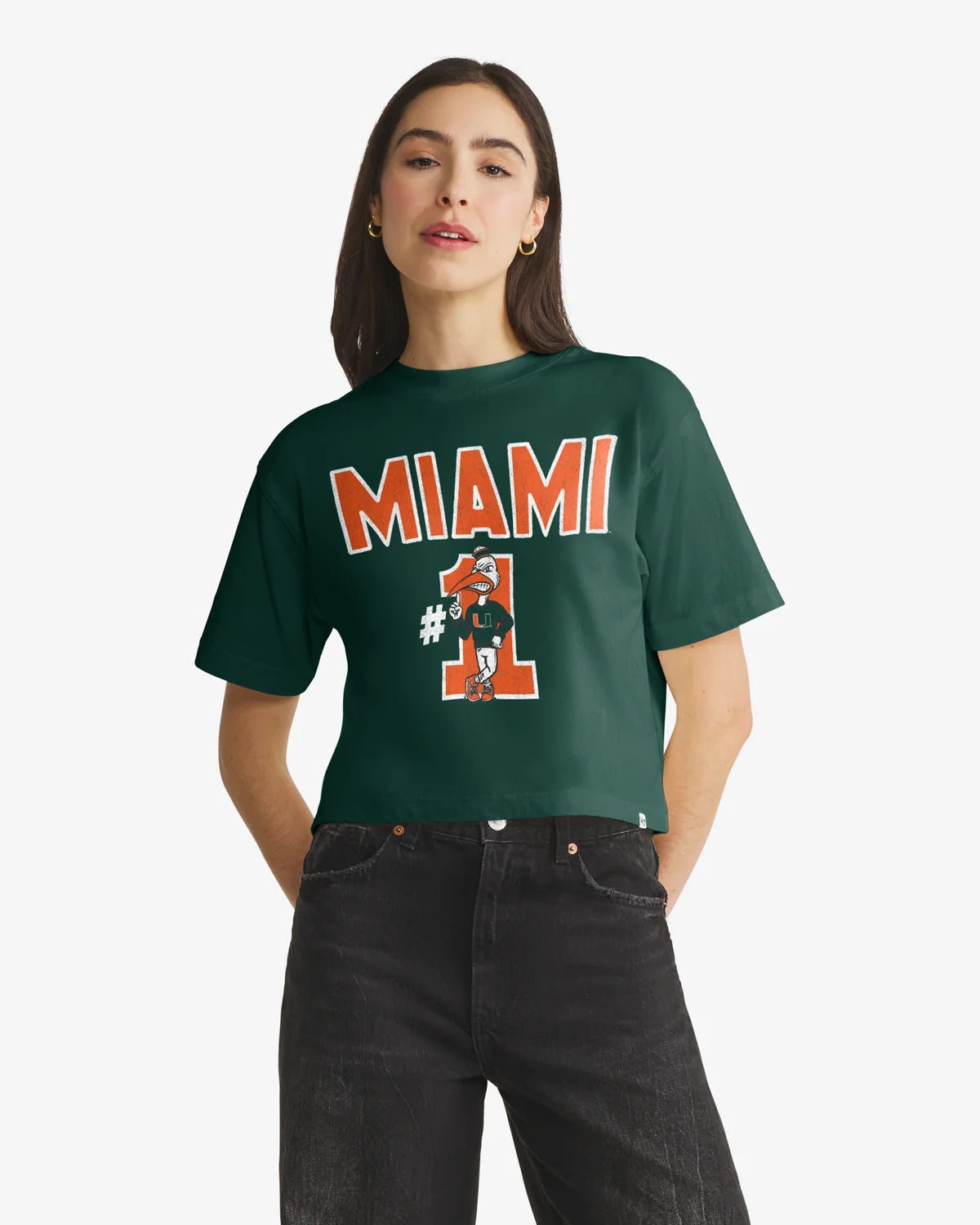 MIAMI HURRICANES FIRST RANK '47 FOUNDATION CROP TEE WOMENS