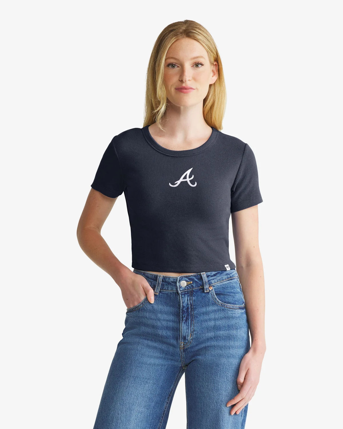 ATLANTA BRAVES MICRO EMBROIDERED '47 BABY RIB TEE WOMENS