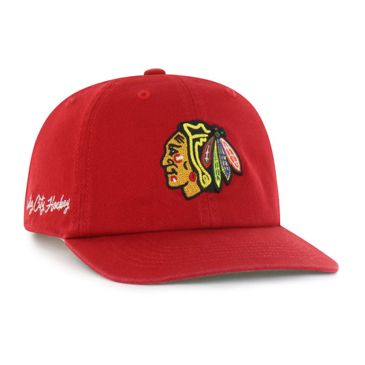 CHICAGO BLACKHAWKS CHAIN SIDE STITCH '47 CLEAN UP FLAT BRIM
