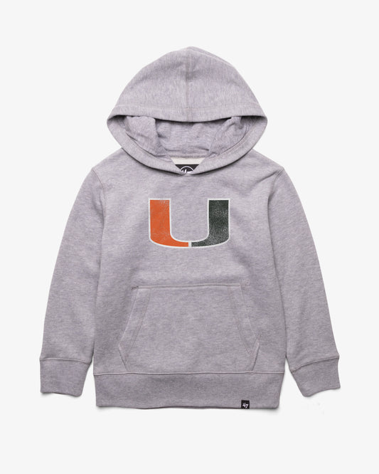 MIAMI HURRICANES DISTRESSED IMPRINT '47 KID'S HEADLINE HOOD