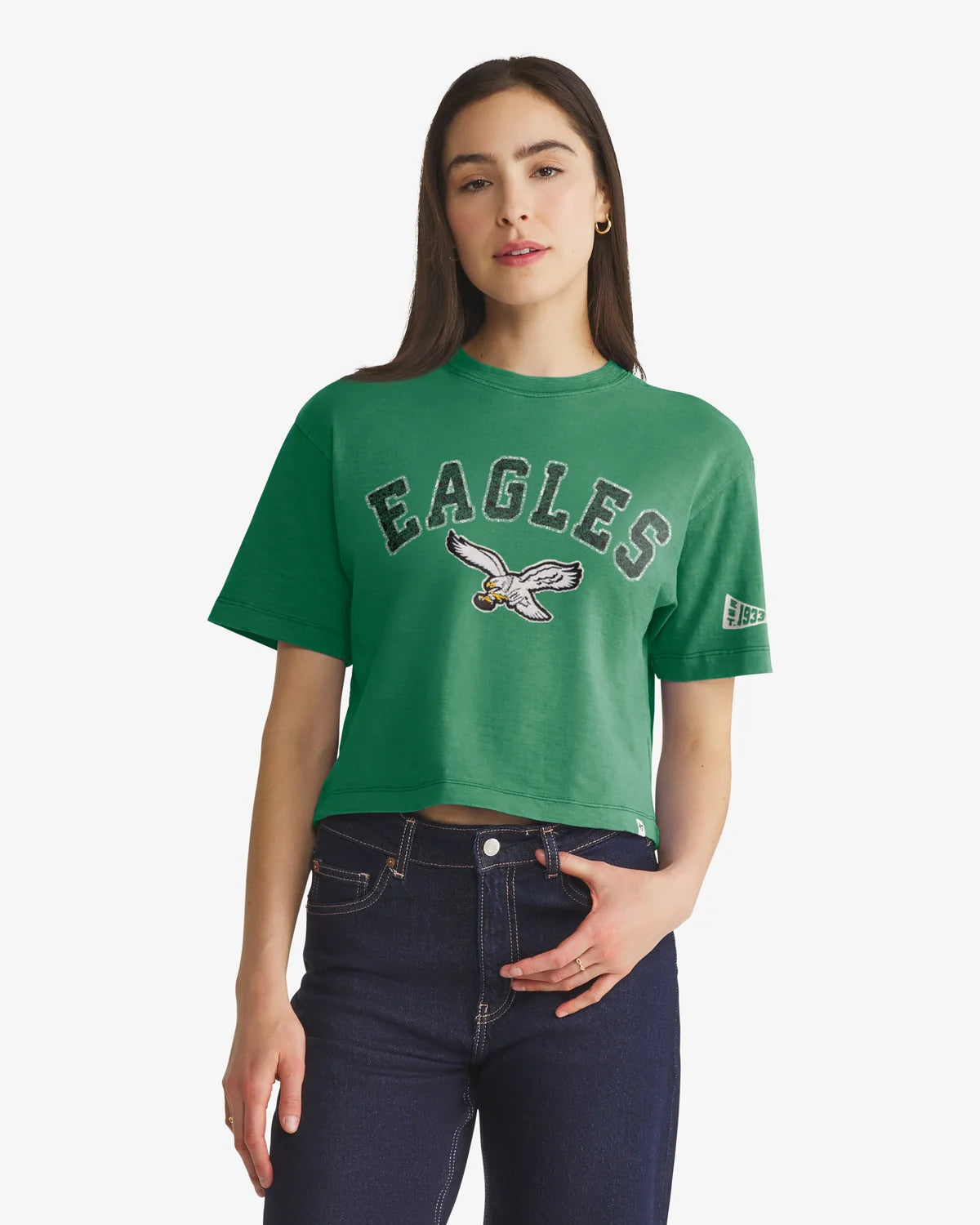 PHILADELPHIA EAGLES HISTORIC ELMORE WELL WORN '47 HEAVY SLUB TEE WOMENS