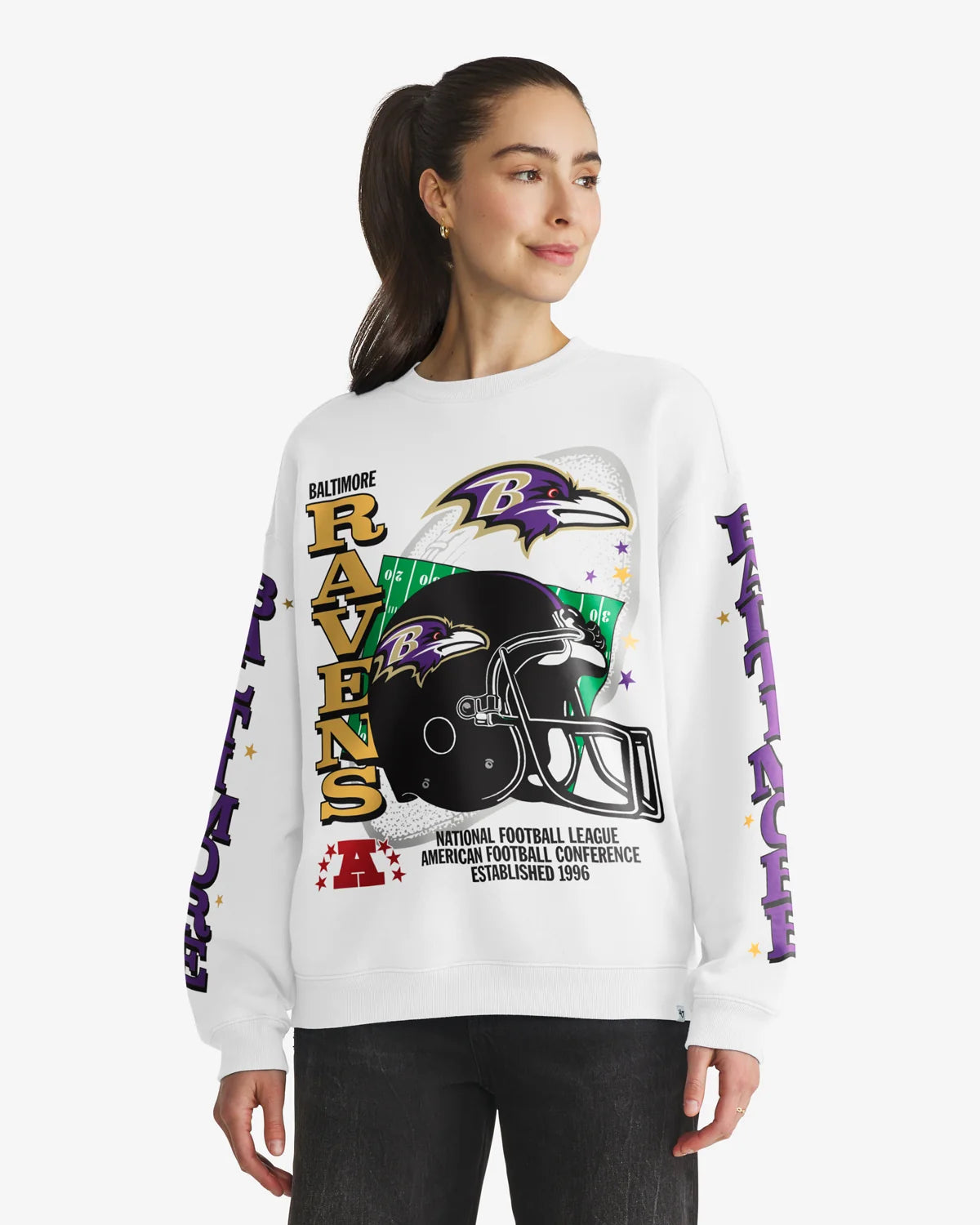 BALTIMORE RAVENS THUNDEROUS '47 WOMEN'S OVERSIZED CREW