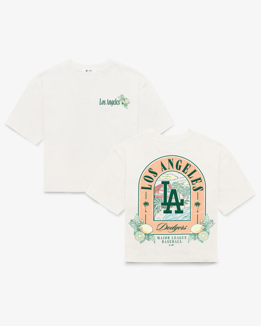 LOS ANGELES DODGERS VACAY SCENES BACKER '47 REED CITY TEE WOMENS