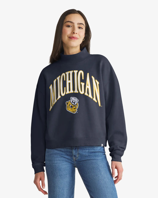MICHIGAN WOLVERINES VINTAGE VANTAGE '47 WOMEN'S MOCK NECK PULLOVER