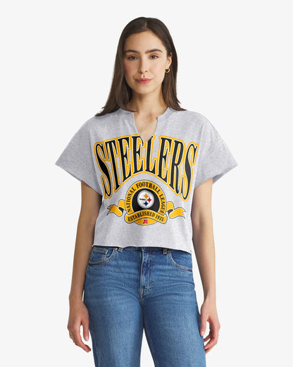 PITTSBURGH STEELERS BANNERS OUT '47 OVERSIZED NOTCH NECK TEE WOMENS
