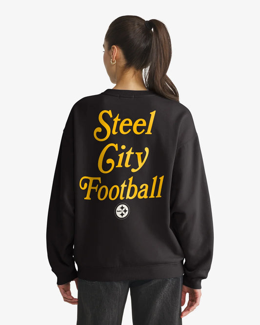 PITTSBURGH STEELERS SHOUT IT OUT '47 OVERSIZED CREW WOMENS